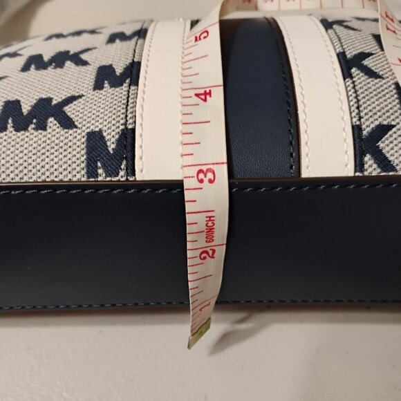 Michael Kors Jacquard & Leather Navy Blue Vincent Pouchette Bag  NWT - Picture 9 of 9